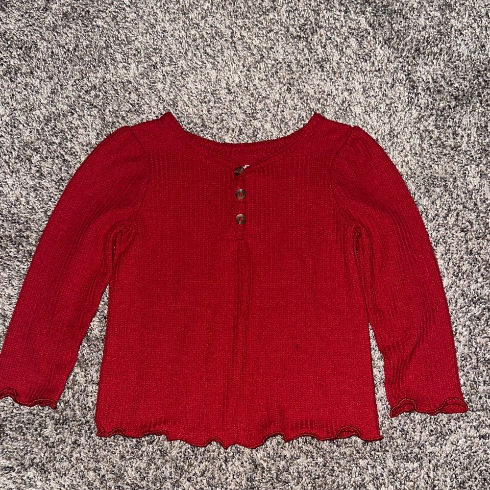 Cat & Jack Red Kids Long Sleeve Shirt with Button Detail